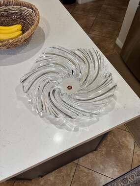 Vintage Walther Glas Belle Epoque Crystal Swirl 15 Inch Centerpiece Bowl